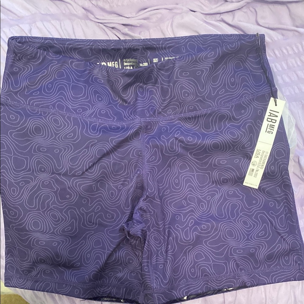 Purple Athletic Shorts with Paisley Texture